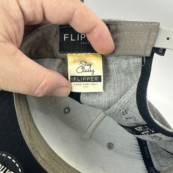Flipper USA Flag Snapback Hat Gray Black Flat Brim Wake The F Up Cap - Picture 8 of 10